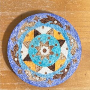 Blue and Brown Geometric Accent Decor